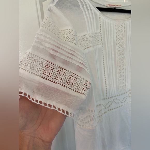 Rebecca Taylor White Pleated Eyelet Blouse - Picture 5 of 7